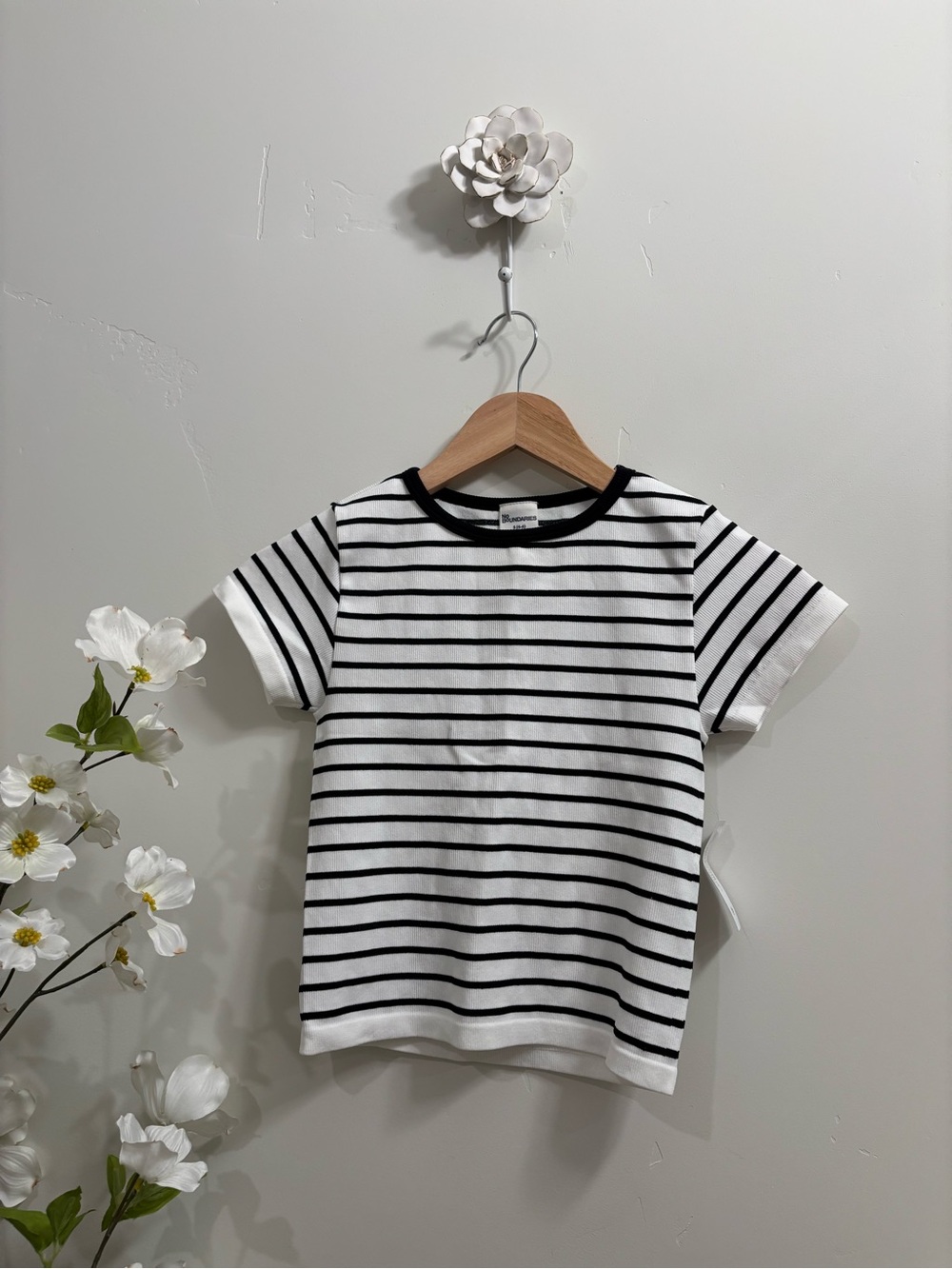 Bundle: Blue Joggers, White Crop Top, Black-White Striped Crop Top, OB Crop Top - Picture 5 of 11